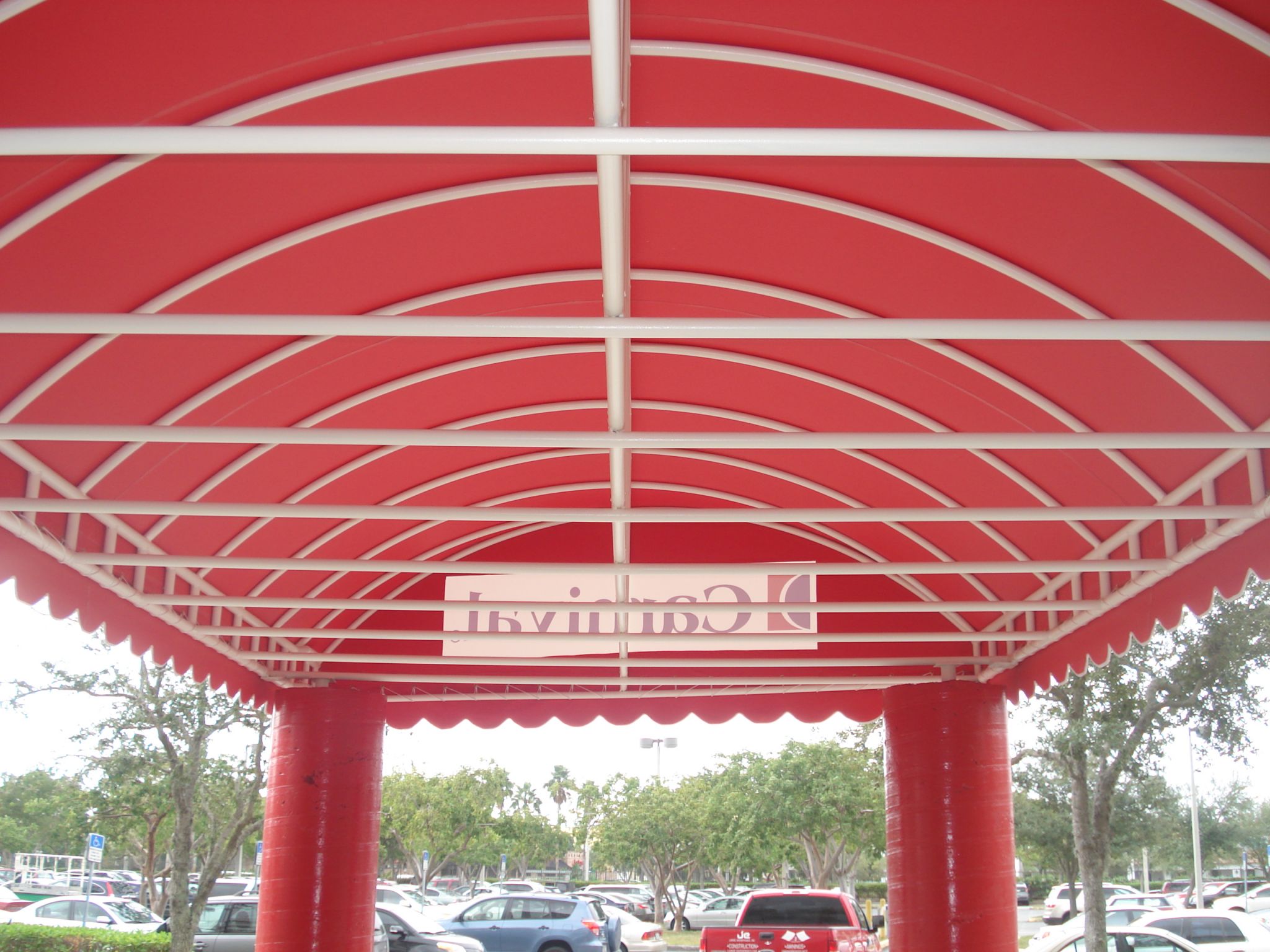 Large commercial event awning installation